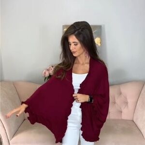 Burgundy Ruffle Cardigan size M